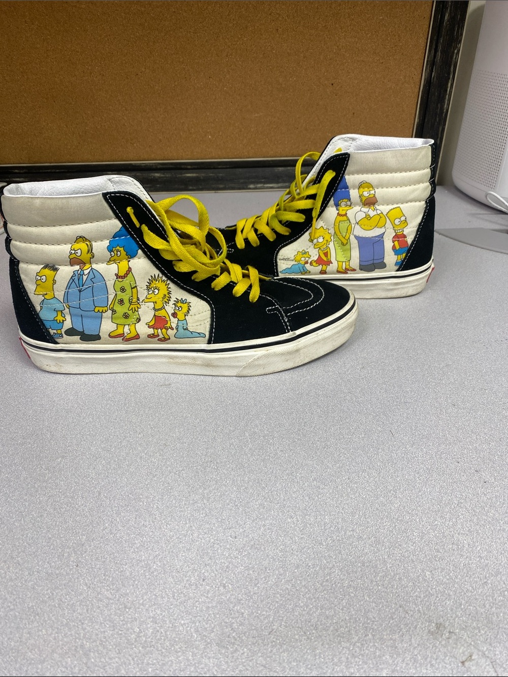 Vans Checkerboard High-Top Sneakers in Black, Yellow & Blue